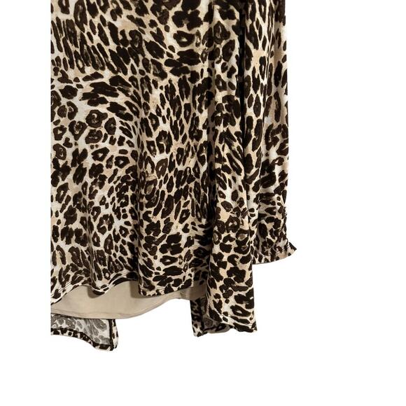 White Stagg Women’s Medium Leopard Print Brown and Tan Long Sleeve Blouse - Picture 11 of 14